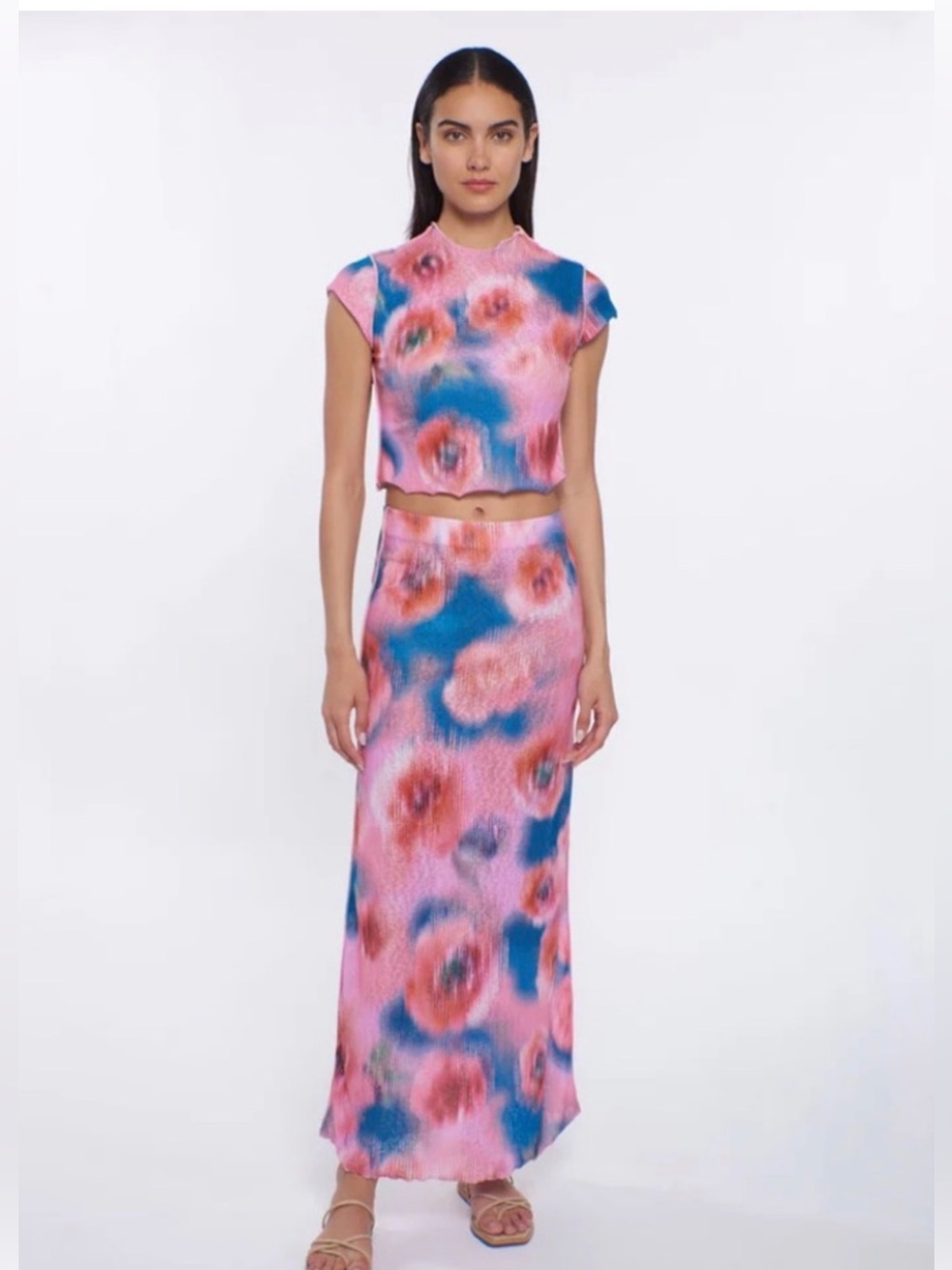 Peixoto- Pink Floral Maxi Skirt Set - Vibrant Pink Pattern